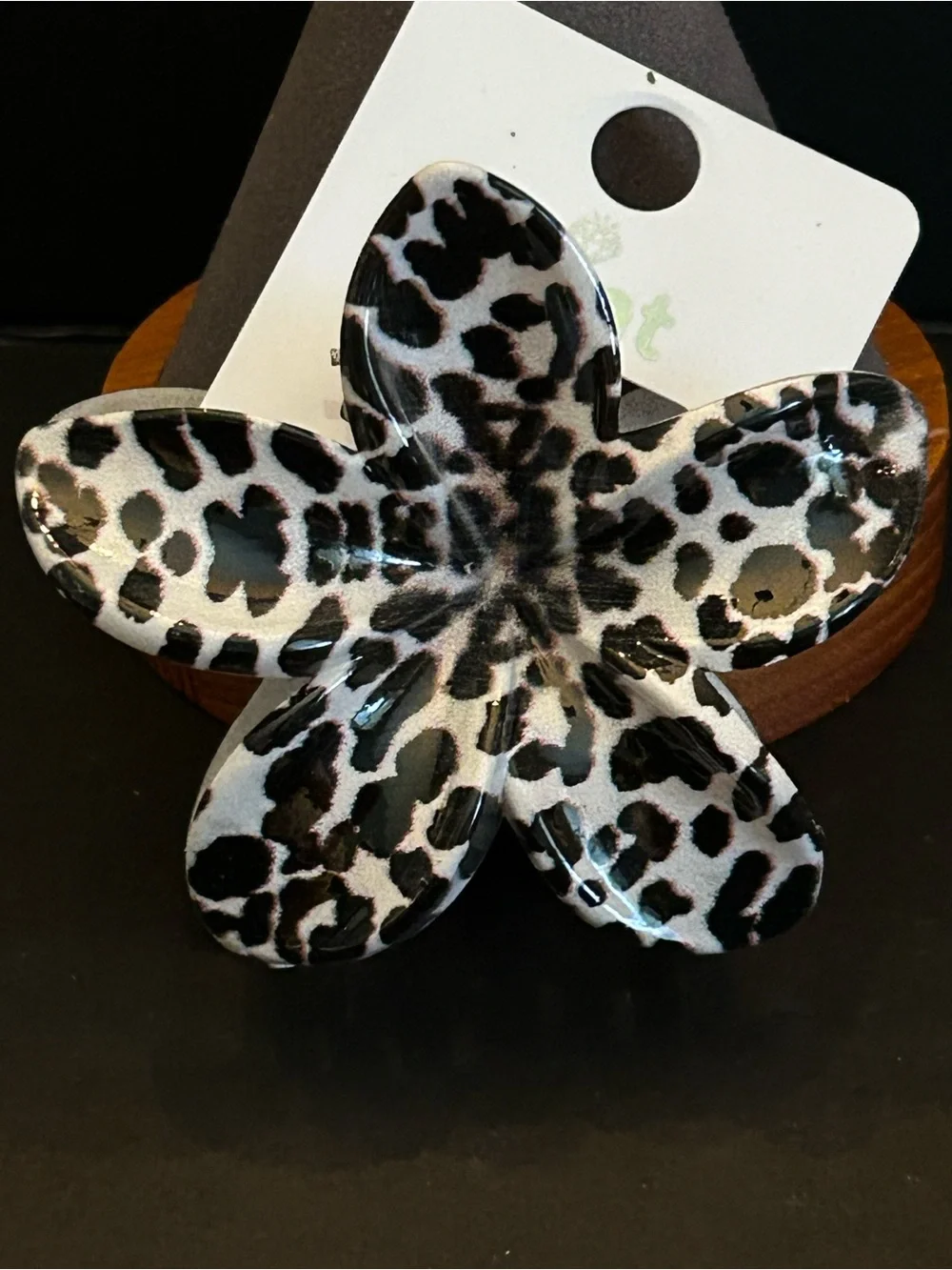 Mint Animal-Print Flower Hair Claw Clip Set of Six 6 - Black, Brown, Tan & Cream